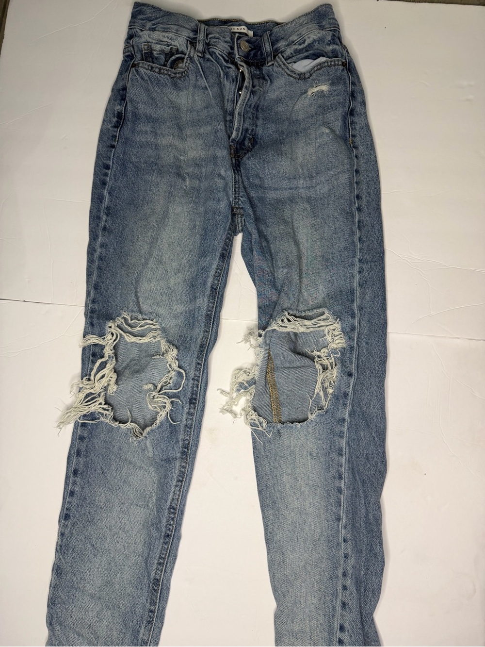 PacSun Men's Slim Straight Distressed Light Blue Jeans
